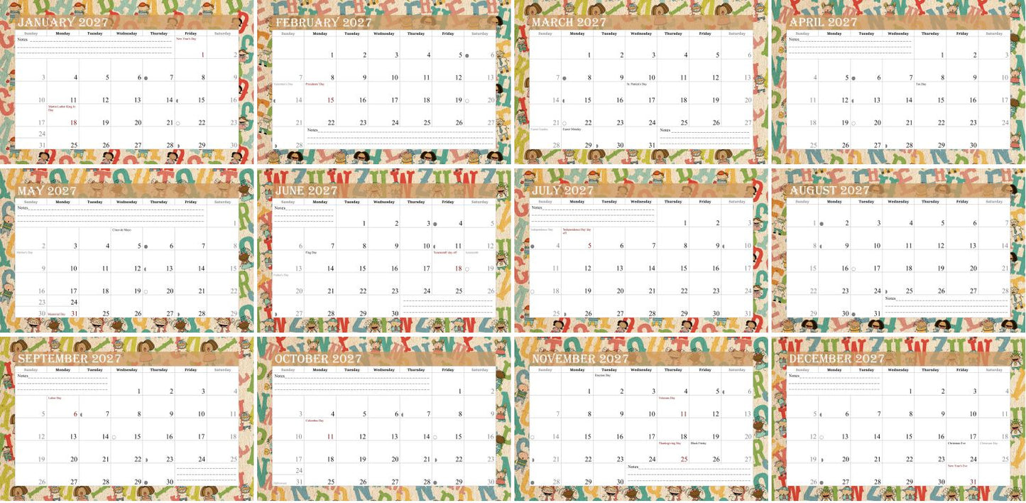 Personalized Custom 12 Months Calendar 2027 Collecting Memories Wall/Desktop/Planner Spiral-bound Mini 8.5x11 Inch (Add Your Own Photos) - Customized For Home, Office, Party, Birthday, Christmas Gift - Made in USA (Edition #10)