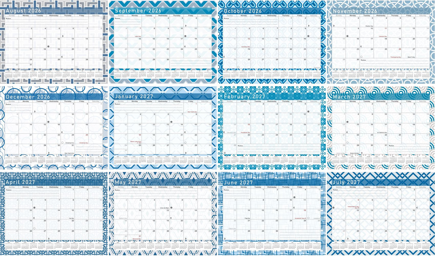 2026 - 2027 Academic Year 12 Months Student Calendar 3-Ring Binder (Edition #014)