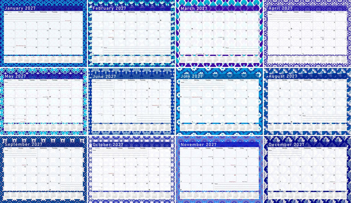 2026 - 2027 Student Calendar/Planner for 3-Ring Binder, Desk, or Wall - v017