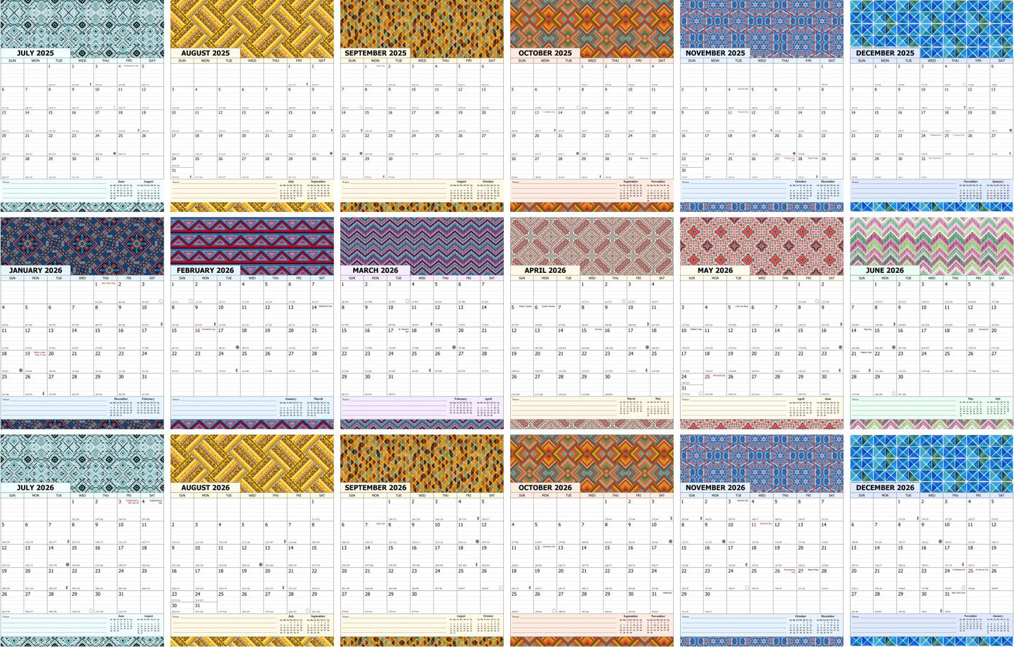 2025-2026 Wall Calendar Spiral-bound Twin-Wire Binding - 18 Months 8.5" x 11" 018