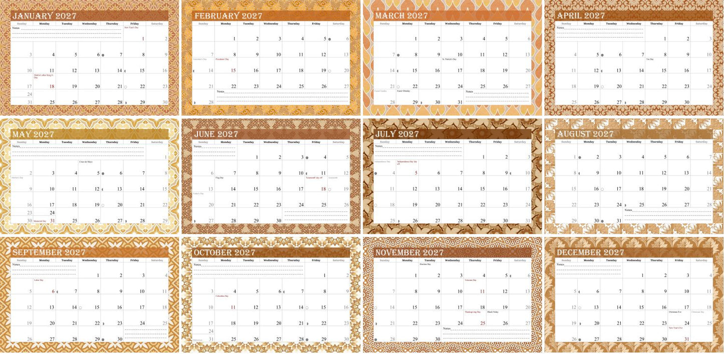 Personalized Custom 12 Months Calendar 2027 Collecting Memories Wall/Desktop/Planner Spiral-bound Mini 8.5x11 Inch (Add Your Own Photos) - Customized For Home, Office, Party, Birthday, Christmas Gift - Made in USA (Edition #09)