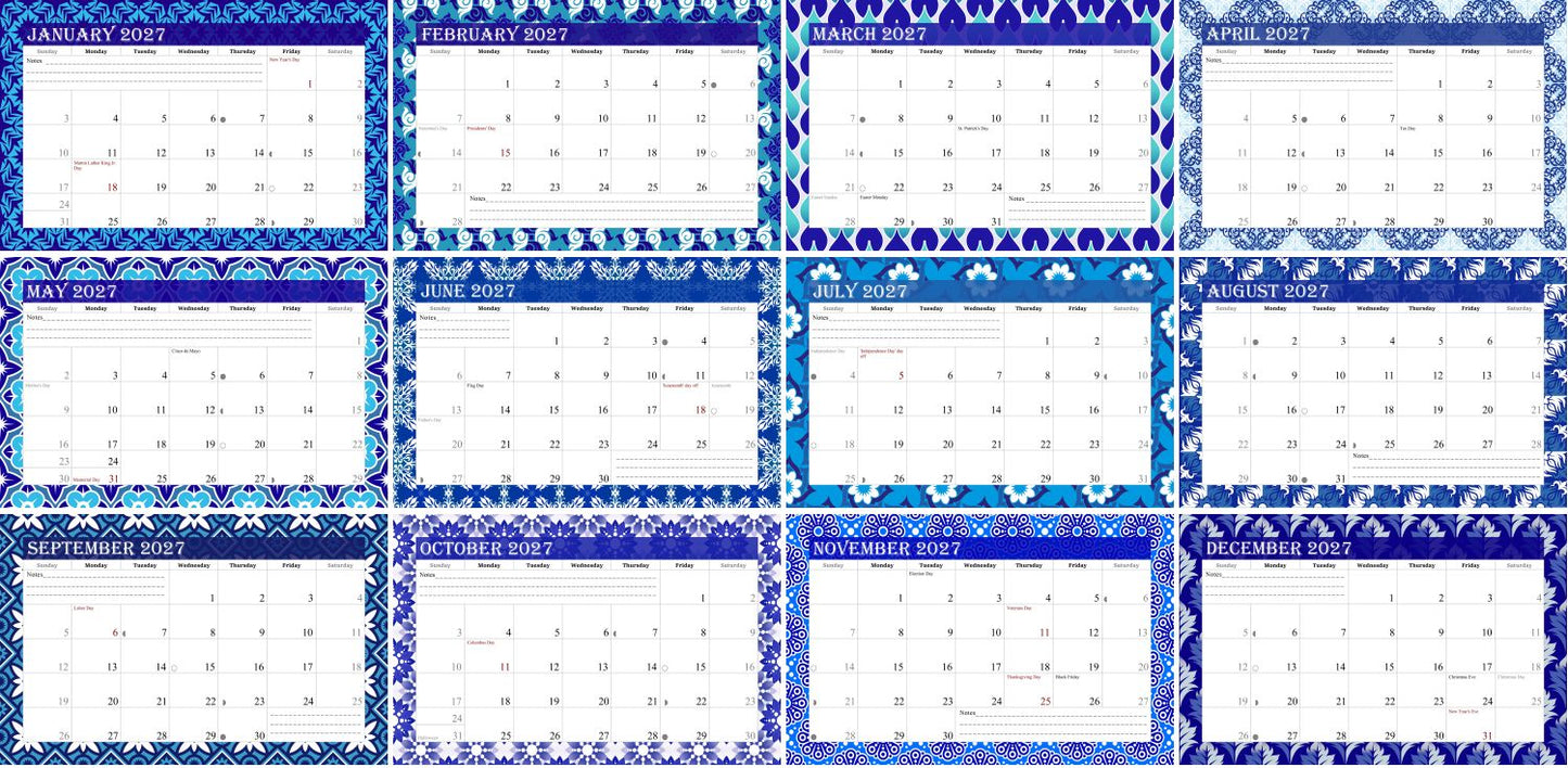 Personalized Custom 12 Months Calendar 2027 Collecting Memories Wall/Desktop/Planner Spiral-bound Mini 8.5x11 Inch (Add Your Own Photos) - Customized For Home, Office, Party, Birthday, Christmas Gift - Made in USA (Edition #07)