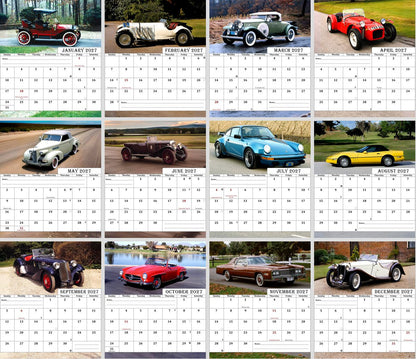 2027-12 Months Desk Calendar Desktop Planner with To-Do List (Classic Cars)