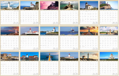 2026 - 2027 Calendar Magnetic Peel & Stick 18 Months 8.5" x 11" Lighthouses