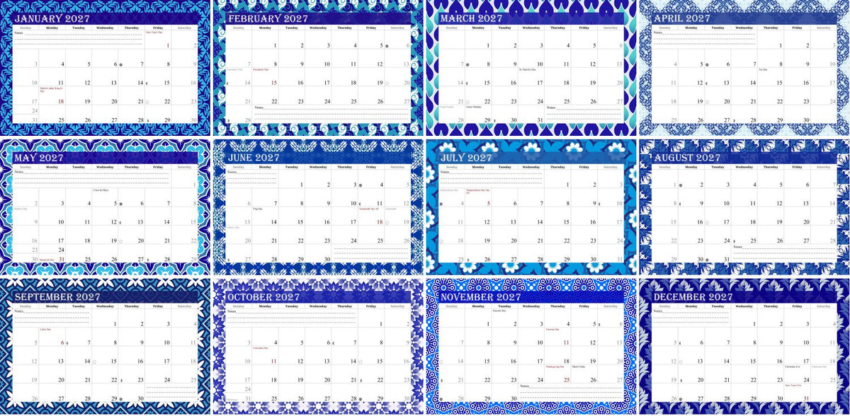 2027-12 Months Desk Calendar Desktop Planner with To-Do List & Notes 07