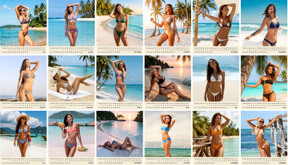 2026-2027 18 Months Standing Flip Desk Calendar Desktop Planner (Babes Bikini)