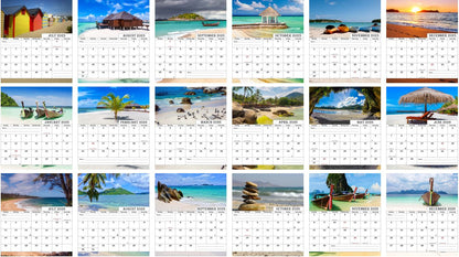 2025-2026 CD-Style Desk Calendar 18 Months Calendar (Beaches)