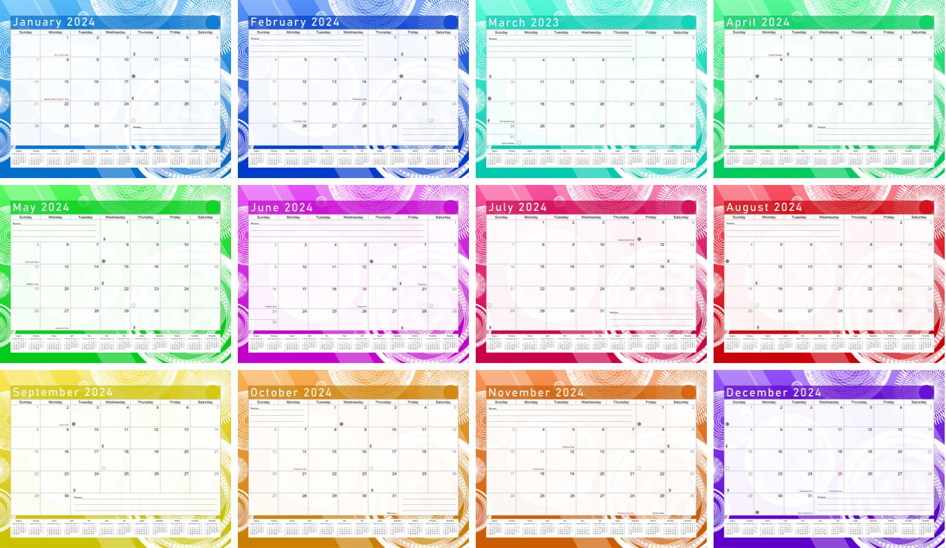 2024 Scrapbook Wall Calendar Spiral-bound (Add Your Own Photos) - 12 Months Desktop #02