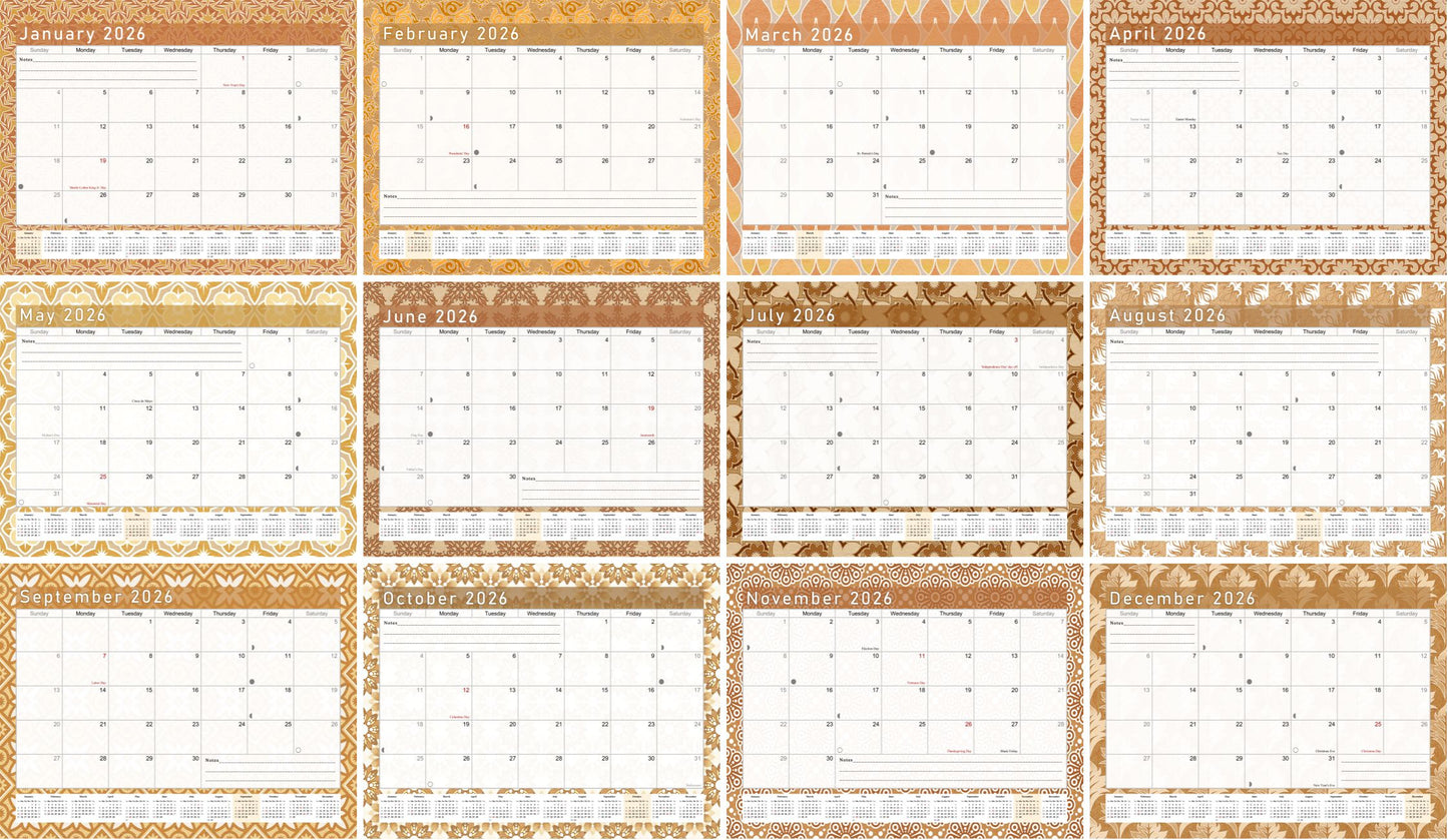 2026 Scrapbook Wall Calendar Spiral-bound (Add Your Own Photos) - 12 Months Desktop #09