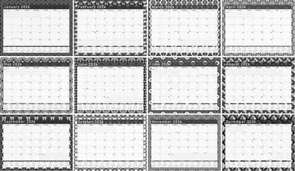2026 Monthly Magnetic/Desk Calendar - 12 Months Desktop/Wall Calendar/Planner B&W- #017