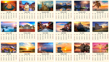 2025-2026 CD-Style Desk Calendar 18 Months Calendar (Sunset&Sunrise)