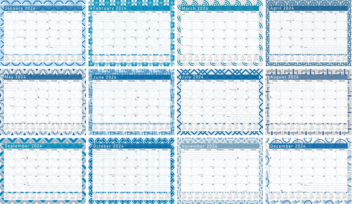 2024 Scrapbook Wall Calendar Spiral-bound (Add Your Own Photos) - 12 Months Desktop #04