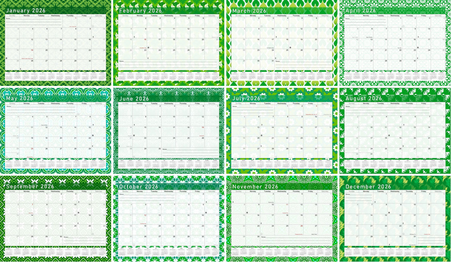 2025 - 2026 Student Calendar/Planner for 3-Ring Binder, Desk, or Wall - v016