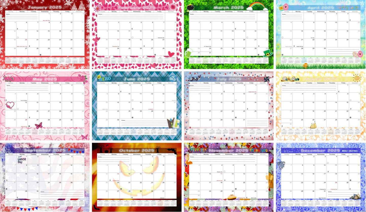 2025 Scrapbook Wall Calendar Spiral-bound (Add Your Own Photos) - 12 Months Desktop #08