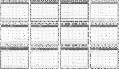 2025 - 2026 Academic Year 12 Months Student Calendar / College Planner for 3-Ring Binder, Desk or Wall -School Supplies - Made in USA - Black&White - (Edition #014)