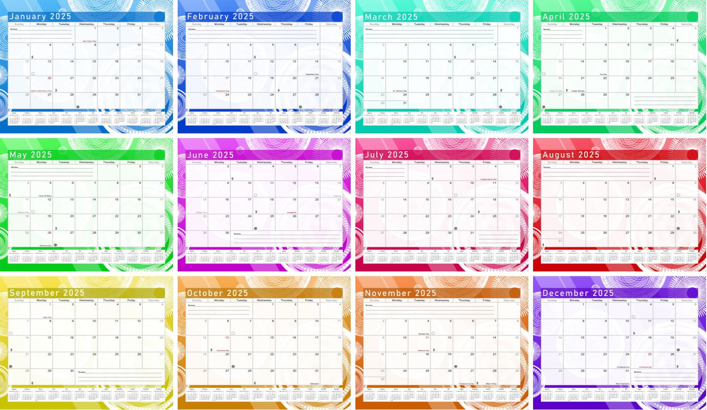 2025 Scrapbook Wall Calendar Spiral-bound (Add Your Own Photos) - 12 Months Desktop #02