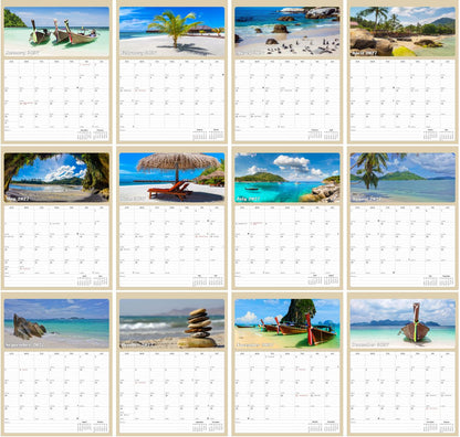 2027 Calendar Magnetic Peel & Stick 12 Months 8.5" x 11" Beaches