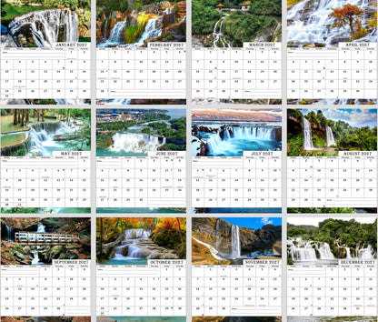 2027 CD-Style Desk Calendar 12 Months Calendar (Waterfalls)