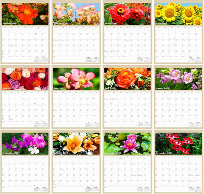 2027 Calendar Magnetic Peel & Stick 12 Months 8.5" x 11" Flowers