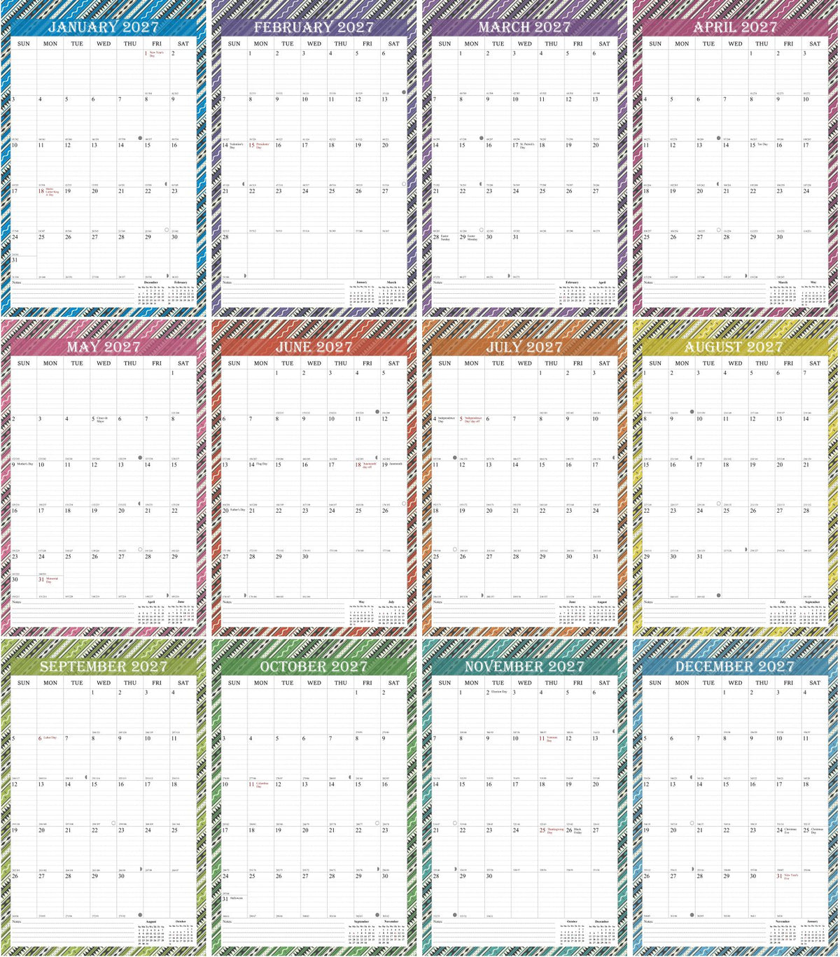 2027 Wall Calendar Spiral-Bound Twin-Wire Binding - 12 Months  11