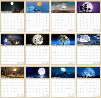 2027 Calendar Magnetic Peel & Stick 12 Months 8.5" x 11" Lunar