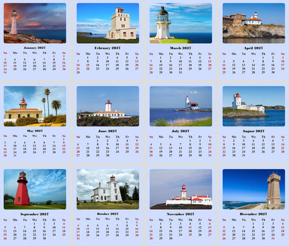 2027 CD-Style Desk Calendar 12 Months Calendar (Lighthouses)
