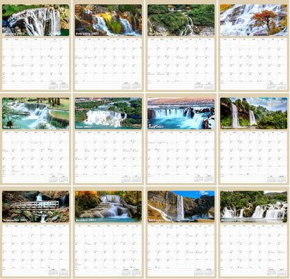 2027 Calendar Magnetic Peel & Stick 12 Months 8.5" x 11" Waterfalls