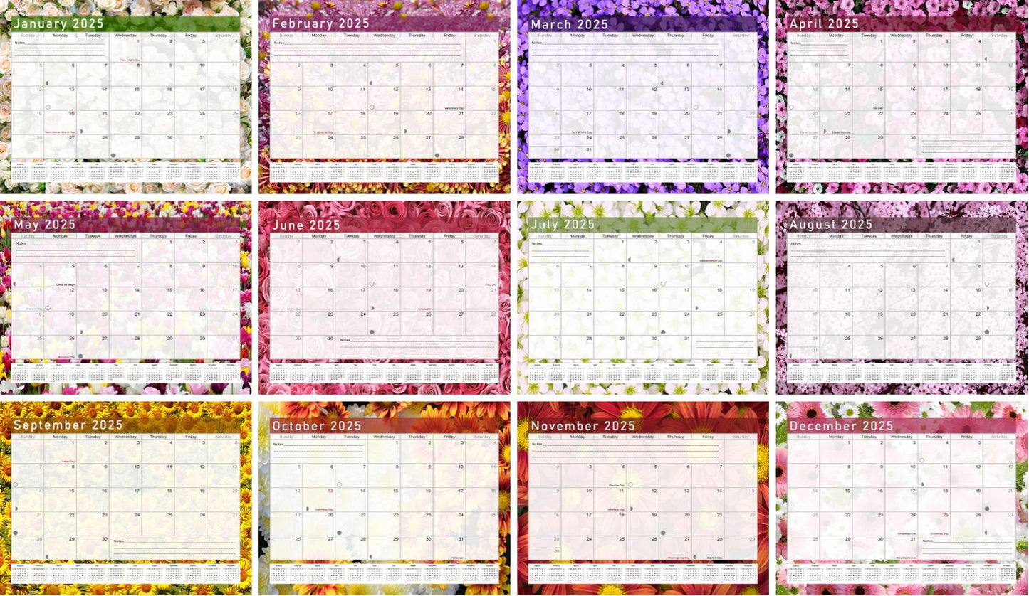 2024-2025 Monthly Spiral-Bound Wall / Desk Calendar - Desktop / Wall Blotter Calendar / Planner - (Edition #23)