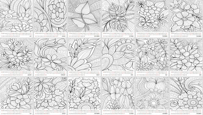 2026-2027 18 Months Standing Flip Desk Coloring Calendar Desktop (Flowers)