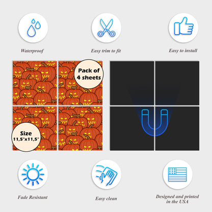 Dishwasher Magnet Cover - Reusable Magnetic Tiles Decal - Pack of 4 Tiles - V062