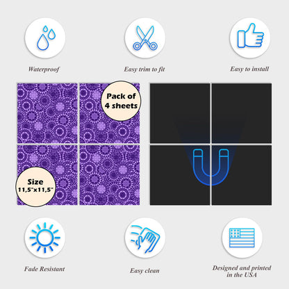 Dishwasher Magnet Cover - Reusable Magnetic Tiles Decal - Pack of 4 Tiles - V049