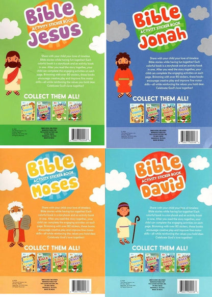 Bible Activity David, Moses, Jonah. Jesus - Sticker Book Over 80 Stickers (Set)