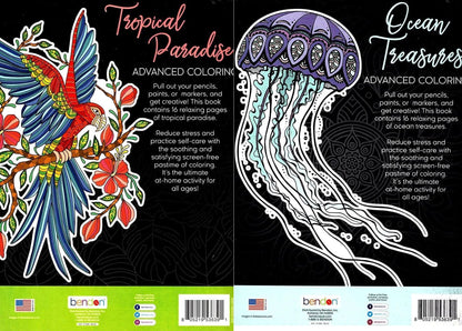 Ocean Treasures & Tropical Paradise - Adult Coloring Book (Set of 2)