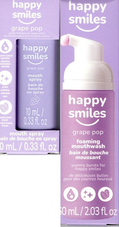 Happy Smiles Grape Pop Foaming Mouthwash & Mouth Spray Oral Care Kit, 2.36 fl.