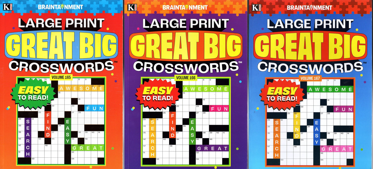 Large Print Great Big Crosswords (All New Puzzles) - Vol.165,166,167