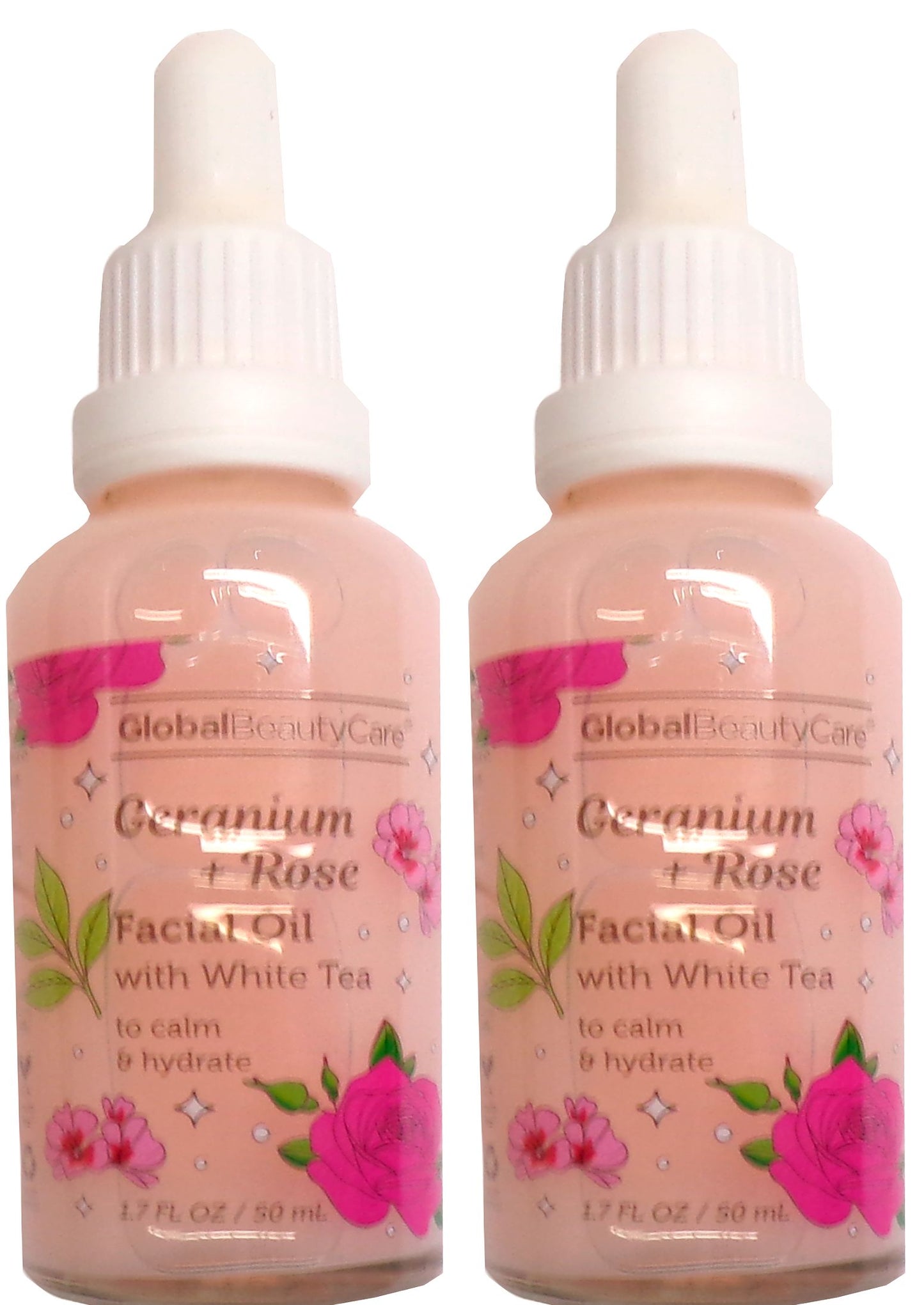 Global Beauty Care Geranium Rose Facial Oil White Tea 1.7oz Hydrating