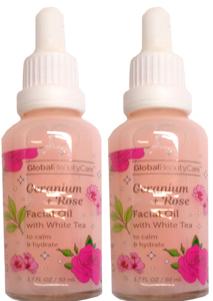 Global Beauty Care Geranium Rose Facial Oil White Tea 1.7oz Hydrating