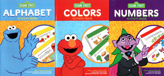 123 Sesame Street Kindergarten Educational Workbooks - Numbers, Colors, Alphabet