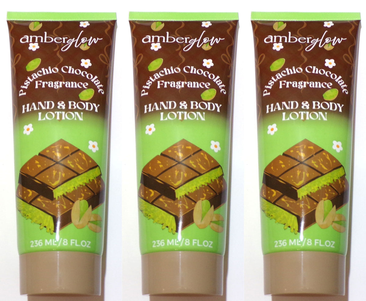 Amber Glow Pistachio Chocolate Fragrance Hand & Body Lotion, 8 FL OZ (3-Pack)