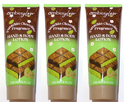 Amber Glow Pistachio Chocolate Fragrance Hand & Body Lotion, 8 FL OZ (3-Pack)