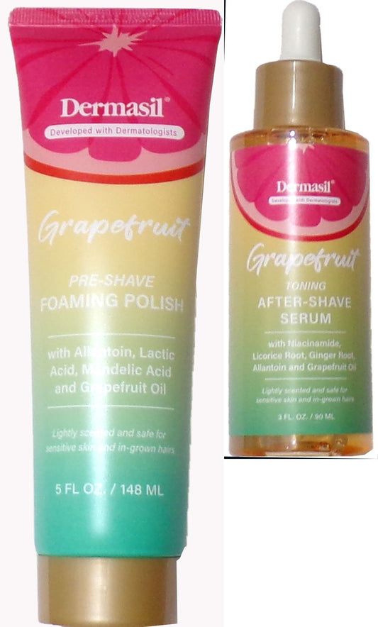 Dermasil Grapefruit Pre-Shave Foaming Polish, Brightening Shave Butter & Serum