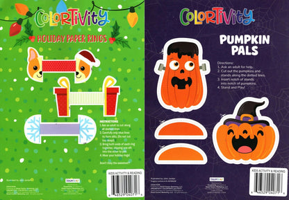 Colortivity Halloween & Christmas Activity Book ~ Pumpkin Pals & Jolly Surprise