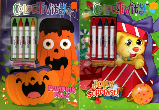Colortivity Halloween & Christmas Activity Book ~ Pumpkin Pals & Jolly Surprise