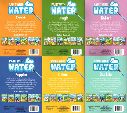 Paint with Water - Sea Life, Kittens, Jungle, Forest, Safari, Puppies Books (Set of 6 Books)