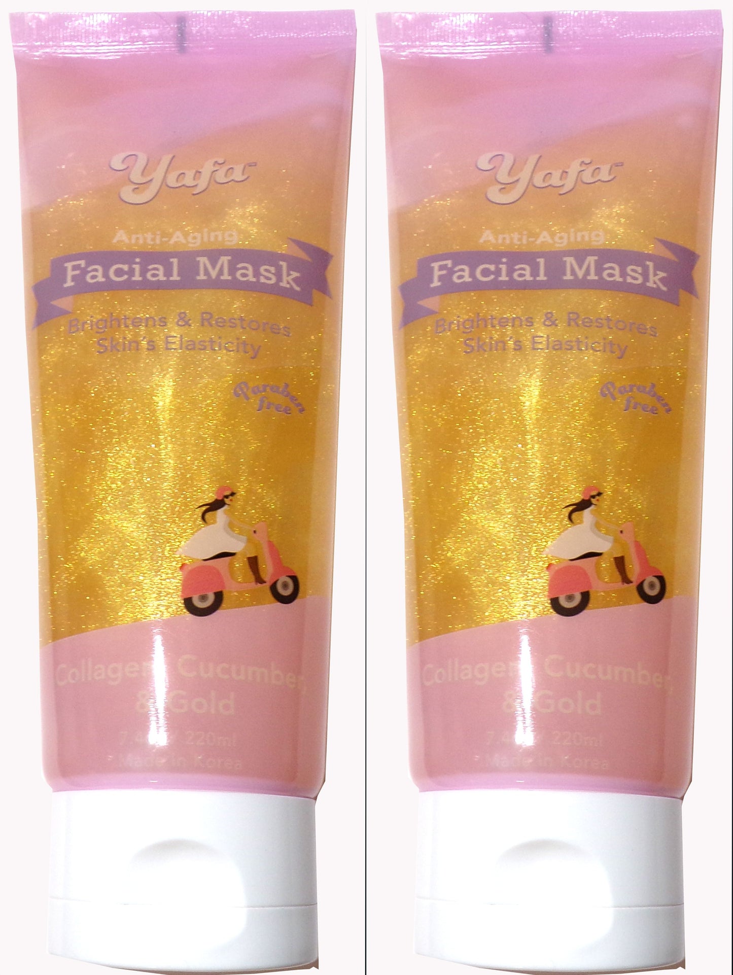 Yafa Anti-Aging Facial Mask - Collagen, Cucumber, & Gold (Set of 2)