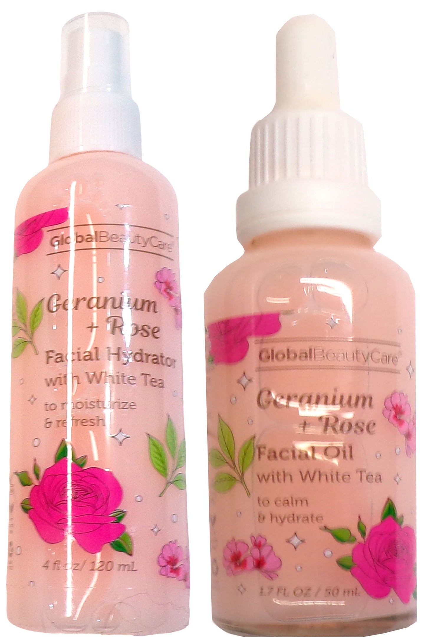 Global Beauty Care Geranium Rose Facial Hydrator and Facial Oil White Tea