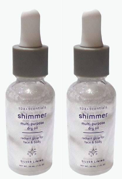 Spa•Scentials Shimmer Multi-purpose Dry Oil silver lining 1Fl Oz (Set of 2)