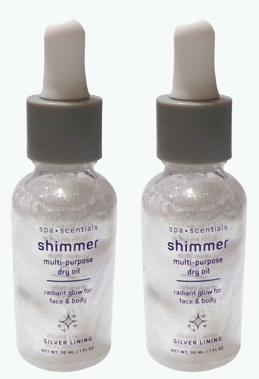 Spa•Scentials Shimmer Multi-purpose Dry Oil silver lining 1Fl Oz (Set of 2)