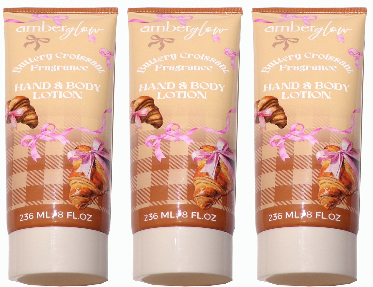 Amber Glow Buttery Croissant Fragrance Hand & Body Lotion, 8 FL OZ (3-Pack)