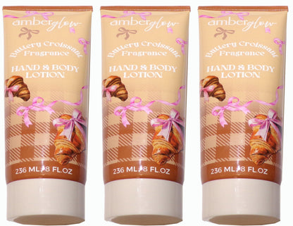 Amber Glow Buttery Croissant Fragrance Hand & Body Lotion, 8 FL OZ (3-Pack)